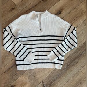 SHEIN Striped Half Zip Sweater Pullover | Size M